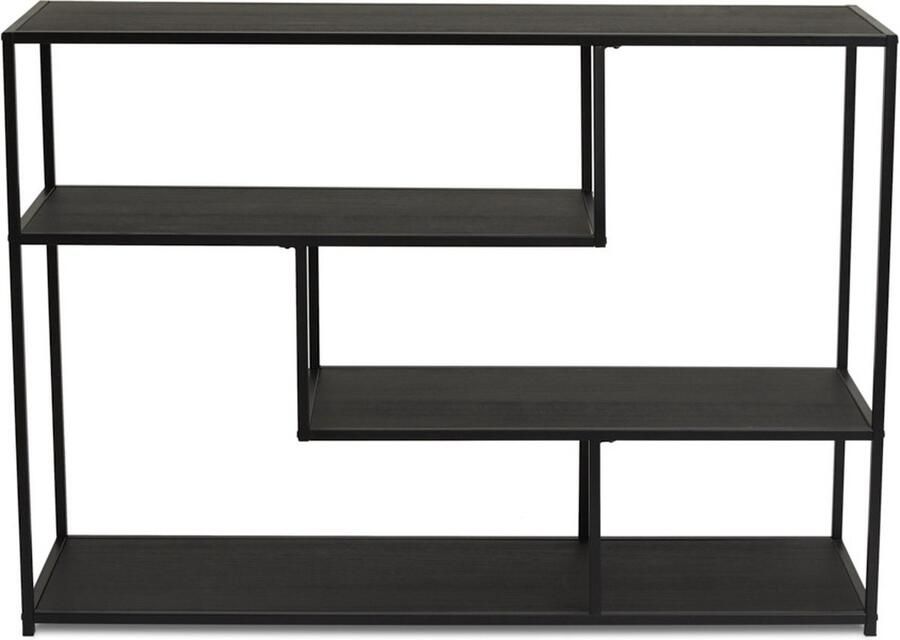 Lifa-Living Open Wandkast Zwart Opbergkast Boekenkast Industrieel Hout & Metaal 82 x 35 x 116 cm