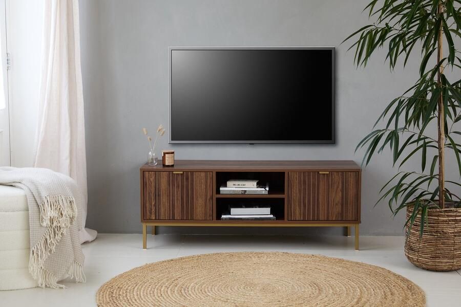 Lifa-Living TV meubel Turijn MDF metaal Donkerbruin- 120x45x40cm Max draagvermogen 25kg