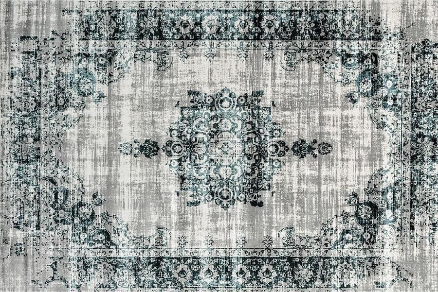 Lifa-Living Vintage Vloerkleed Donkergrijs en Blauw Oosters voor Woonkamer en Slaapkamer 160 x 230 cm - Foto 3