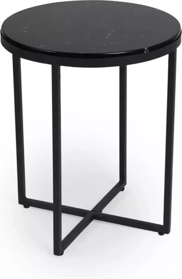 Lifa-Living Marmeren Bijzettafel Groene Koffietafel Metalenframe Luxe Minimalistisch Rond ø 40 x 50 cm