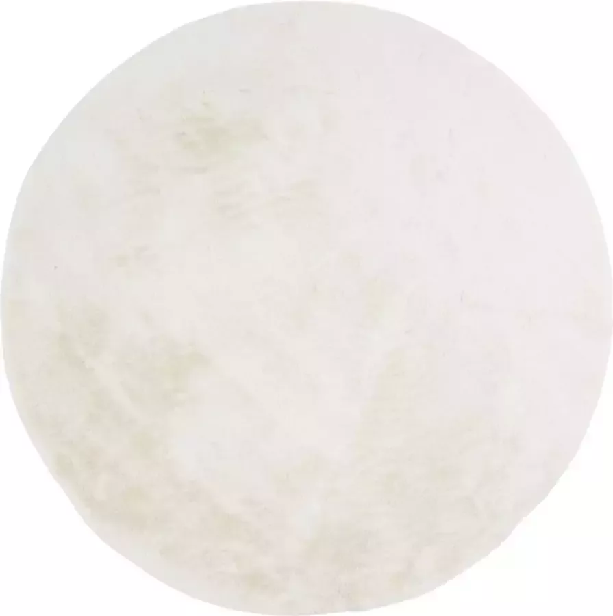 Lifa-Living Rond Vloerkleed Rond Tapijt Crème Hoogpolig Fluffy Look Ø 160 cm