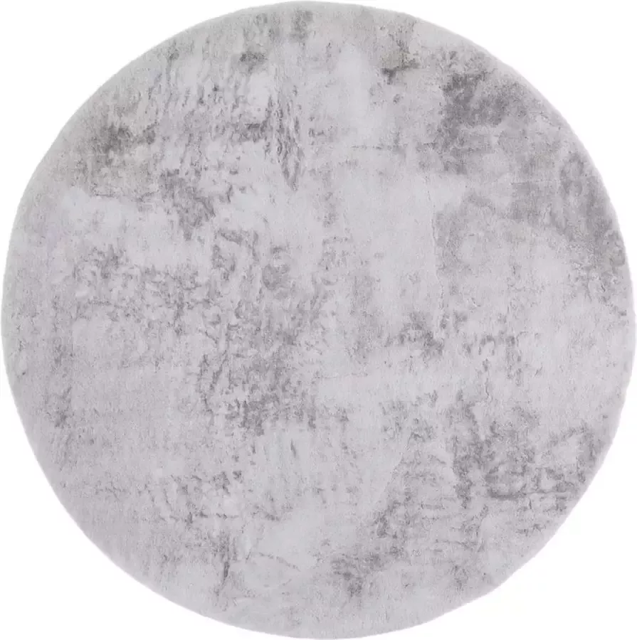 Lifa-Living Rond Vloerkleed Rond Tapijt Grijs Hoogpolig Fluffy Look Ø 160 cm