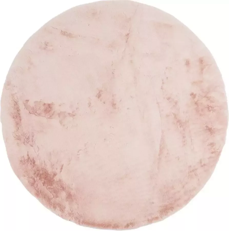 Lifa-Living Rond Vloerkleed Rond Tapijt Oud Roze Hoogpolig Fluffy Look Ø 200 cm