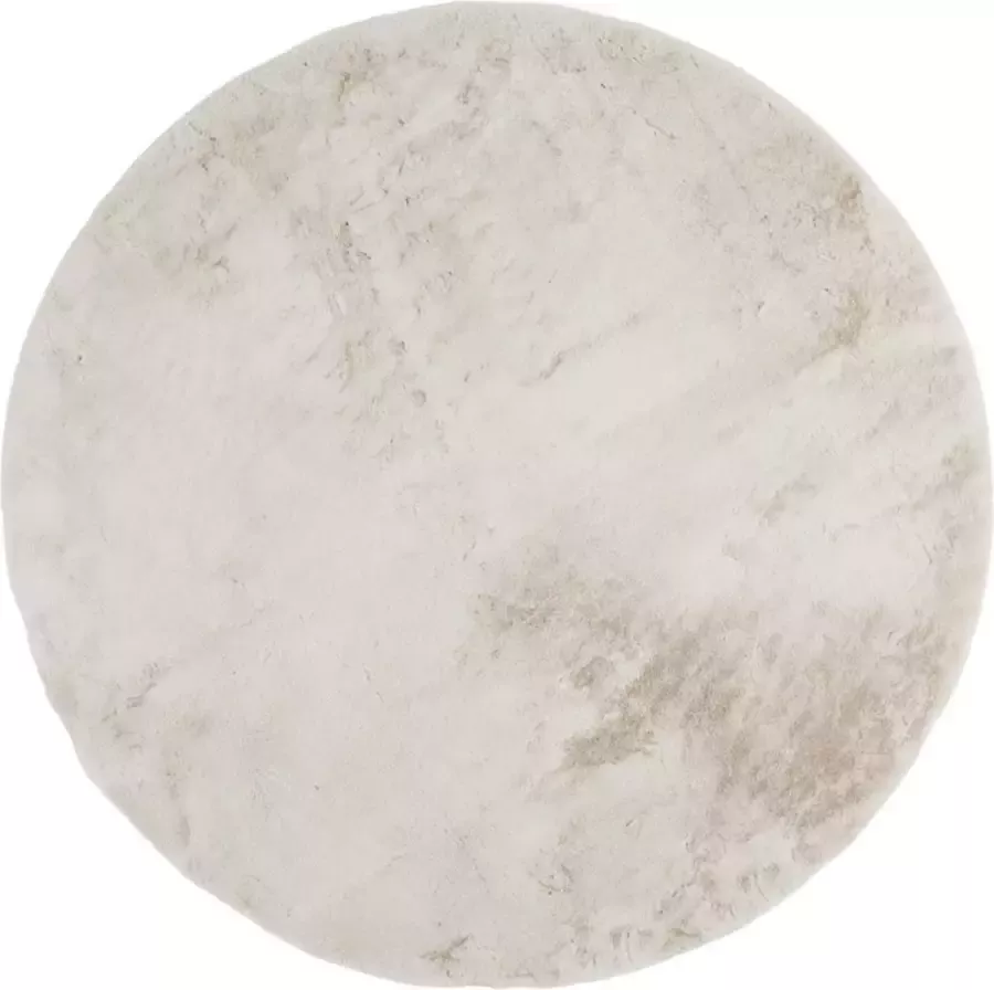 Lifa-Living Rond Vloerkleed Rond Tapijt Taupe Hoogpolig Fluffy Look Ø 200 cm
