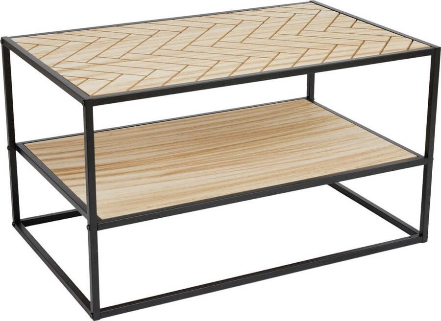 Lifa-Living Salontafel Dijon Hout en Staal Binnen Naturel Visgraat 80 x 50 x 45 cm