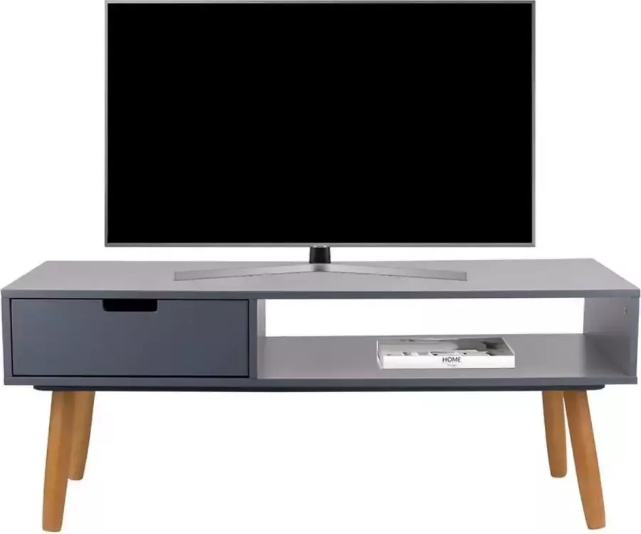 Lifa-Living TV Meubel Venetië Grijs MDF en Metaal met Lade Max gewicht: 15 kg 100 x 40 x 40 cm