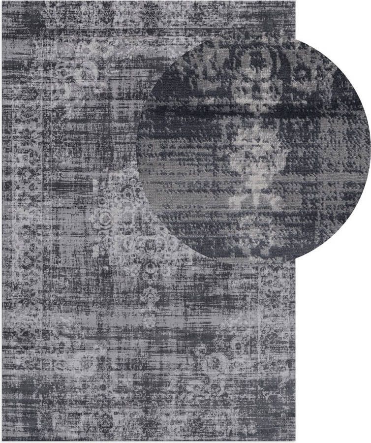 Lifa-Living Vintage Vloerkleed Donkergrijs Oosters voor Woonkamer en Slaapkamer 80 x 150 cm - Foto 1