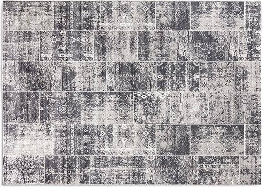 Lifa-Living Vloerkleed Grijs Tinten Synthetisch Wol Vintage Patchwork 133 x 200 cm