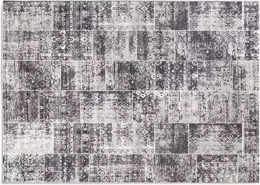Lifa-Living Vloerkleed Grijs Tinten Synthetisch Wol Vintage Patchwork 160 x 230 cm - Foto 3