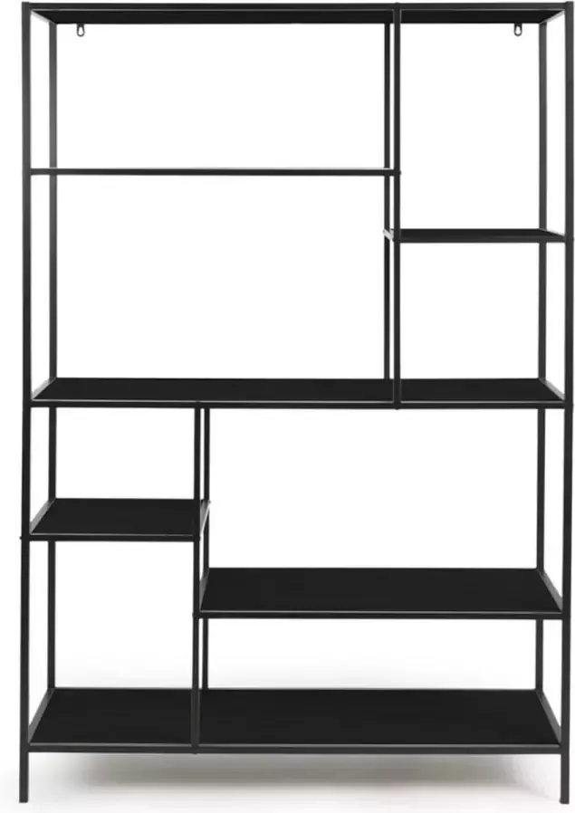 Lifa-Living Wandrek Saint Tropez XL Zwart Metaal Asymmetrisch Industrieel 125 x 33 2 x 175 Max. Capaciteit 40 kg