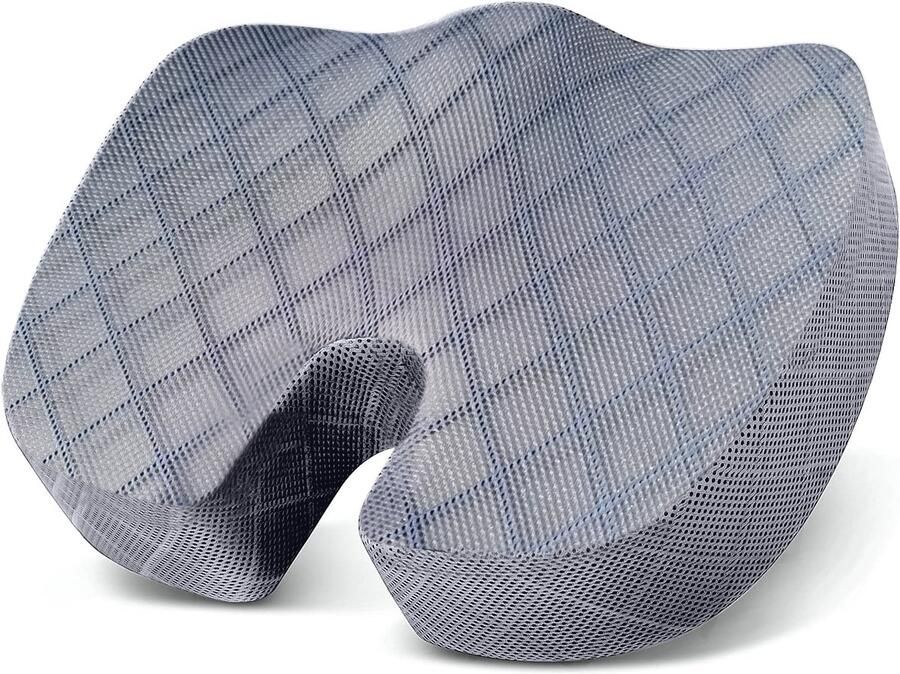 LifeGear Zitkussen stuitkussen U-vorm traagschuim 45x35 cm ergonomisch bureaustoel kussen antislip wasbare hoes drukverlagend bij lang zitten voor auto kantoor en rolstoel alternatief voor donutkussen en wigkussen ideaal voor thuiswerk