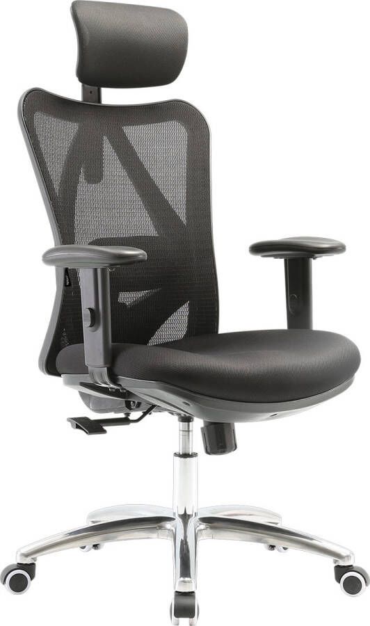 LifeGoods Ergonomische Bureaustoel Office Chair NEN1335-gecertificeerd Volwassenen Verstelbaar Hoofdsteun Zwart Chroom - Foto 1