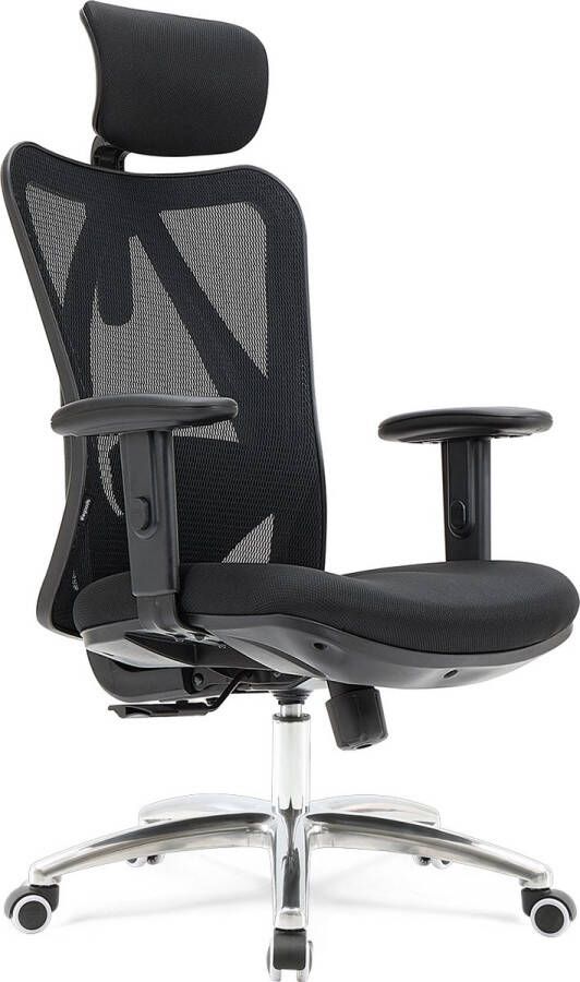 LifeGoods Ergonomische Bureaustoel Office Chair NEN1335-gecertificeerd Volwassenen Verstelbaar Hoofdsteun Zwart Chroom - Foto 2