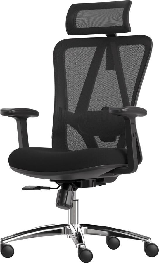 LifeGoods Ergonomische Bureaustoel NEN1335-gecertificeerd Gamestoel 150kg Office Chair Volwassenen Kantoorstoel Hoofdsteun Zwart Chroom - Foto 2
