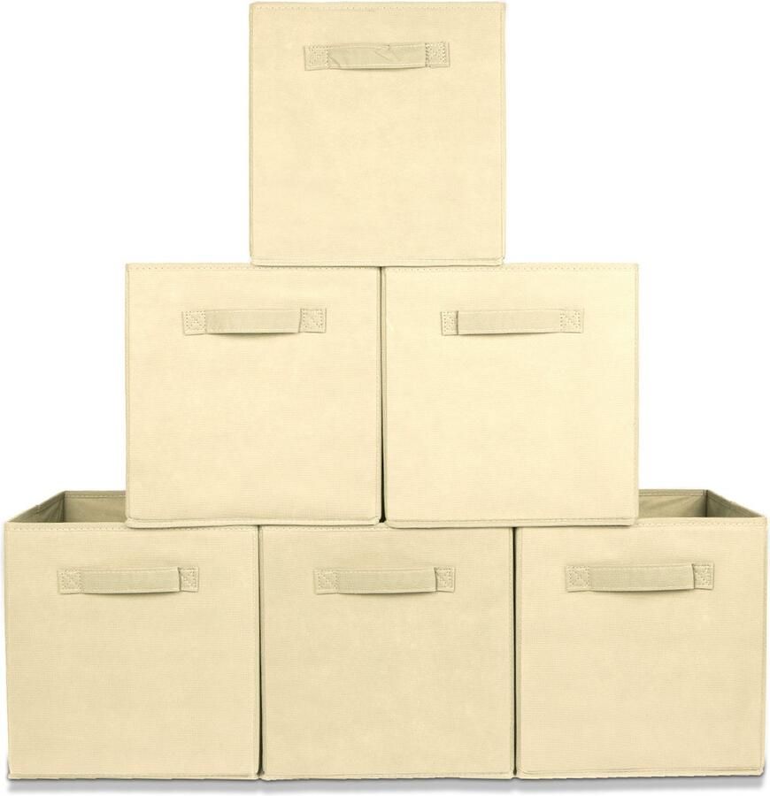 LifeGoods Opbergmand 6 Stuks Kast Organizer 20L Opbergbox Textiel Beige