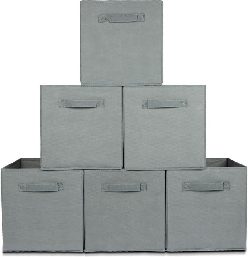 LifeGoods Opbergmand 6 Stuks Kast Organizer 20L Opbergbox Textiel Grijs