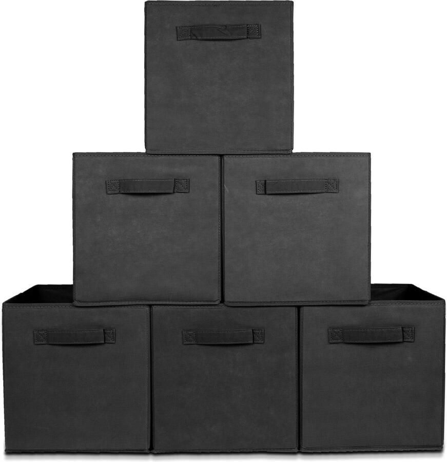 LifeGoods Opbergmand 6 Stuks Kast Organizer 20L Opbergbox Textiel Zwart