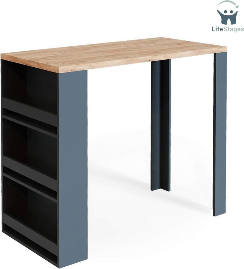 LifeStages Barmeubel Bartafel Keukentafel Marmer Effect Hoge Bar Tafel Hoge Bar Eettafel Keuken Goud