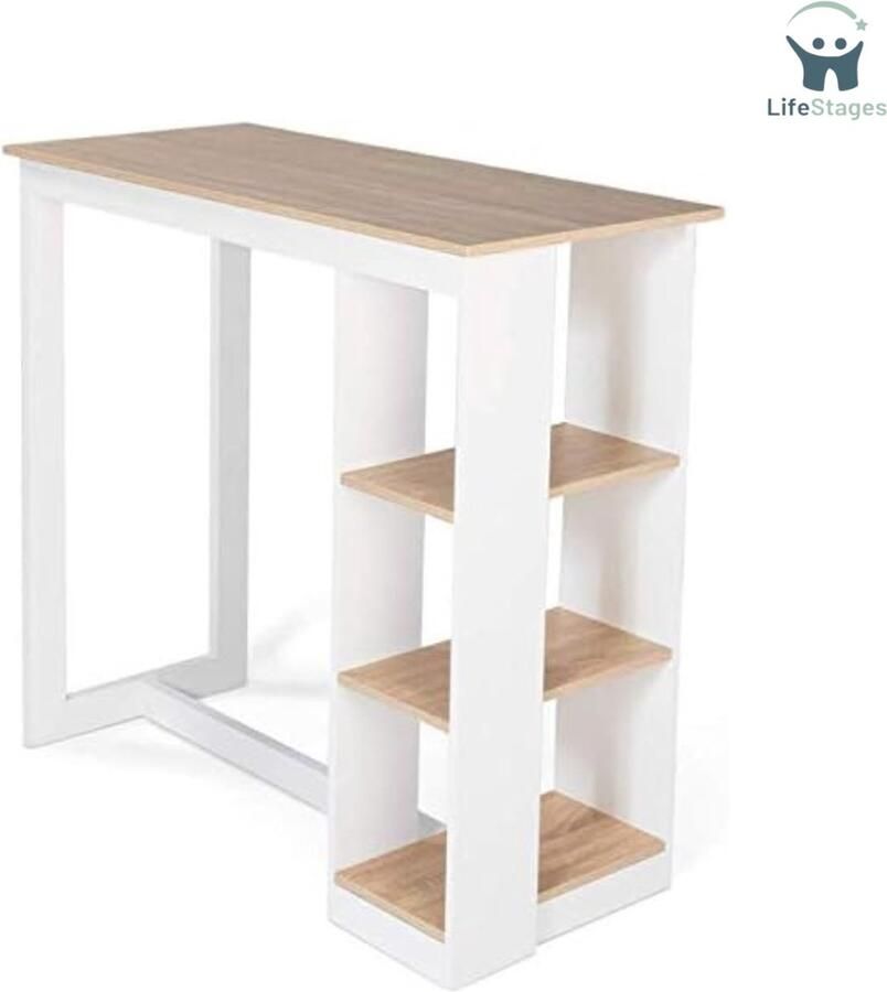 LifeStages Barmeubel Barkast Drankkast Bartafel voor 2 tot 4 Personen Wit