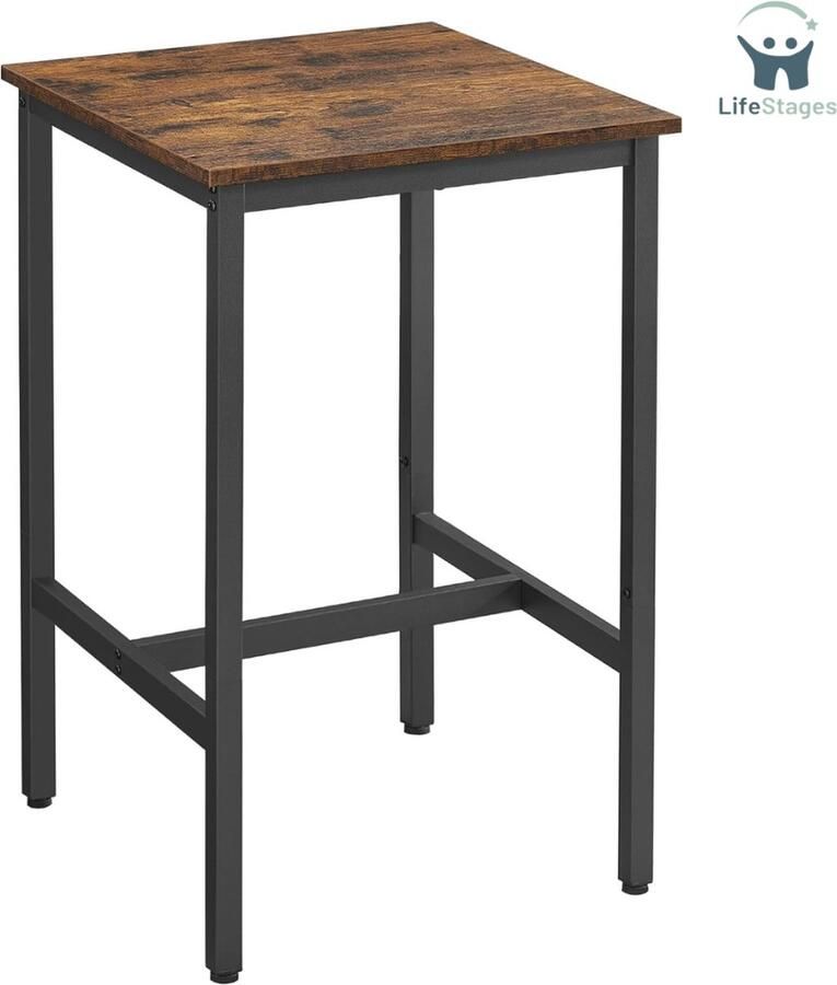 LifeStages Barmeubel Bartafel Keukentafel Hoge Tafel Vierkante Bartafel Rustiek Bruin