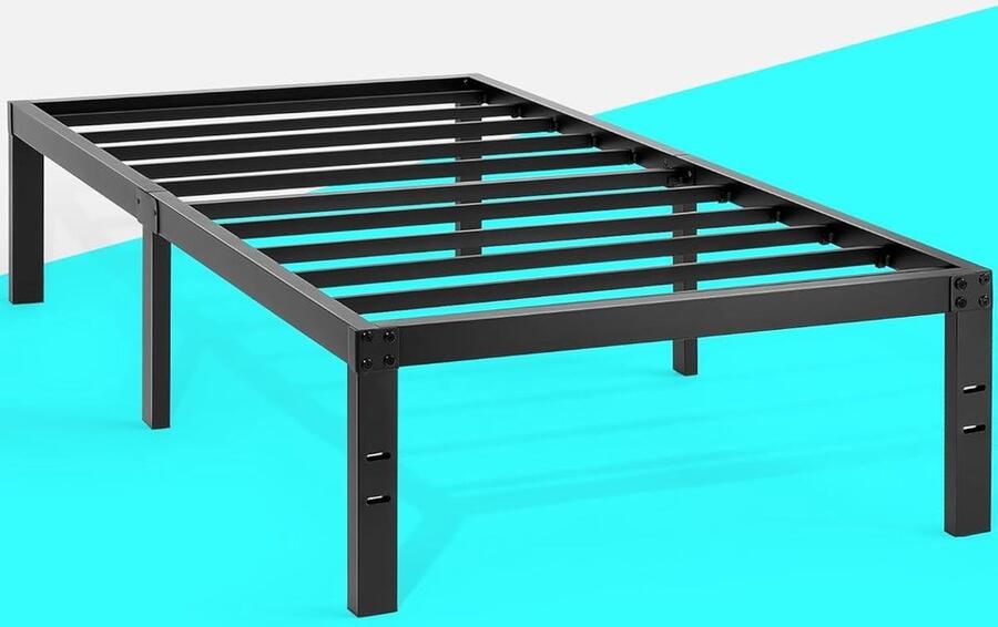 LifeStages Bedframe 100 x 195 cm lattenbodem 41 cm metalen bed eenvoudige montage veel opbergruimte