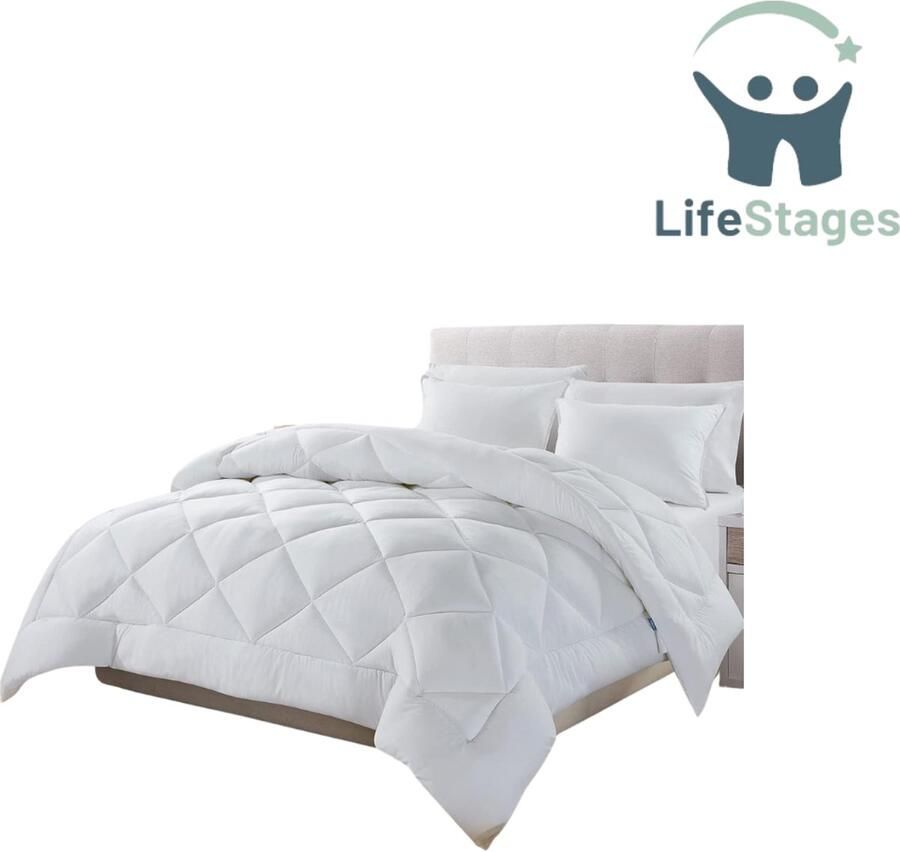 LifeStages Dekbed Zonder Overtrek 4 Seasons Dekbed 135x200 Eenpersoonsbed Microvezel Dekbed Superzacht Knuffelbaar Dekbed Wit