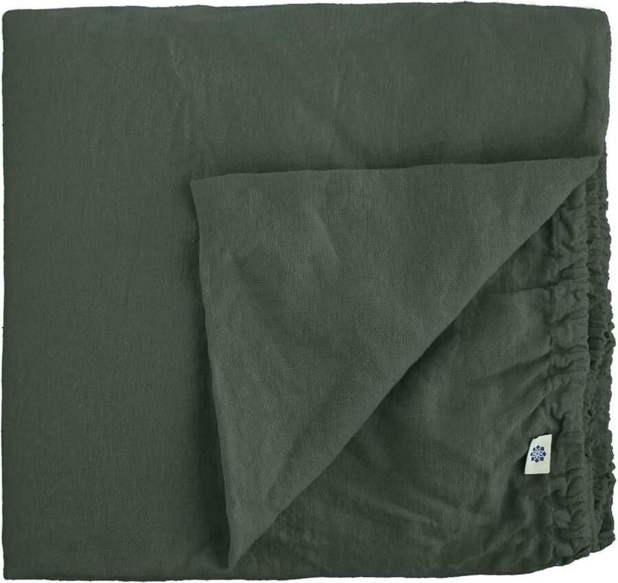 LifeStages hoeslaken bedlaken met elastiek 100% linnen gewassen houtskoolgrijs (140 x 200 cm) laken beddengoed tweepersoonsbed zomer