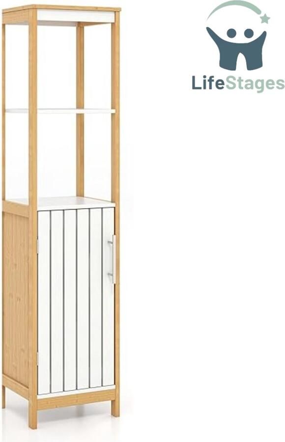 LifeStages Kolomkast staand badkamer Kolomkast staand badkamer met Compartimenten 30 x 30 x 129CM