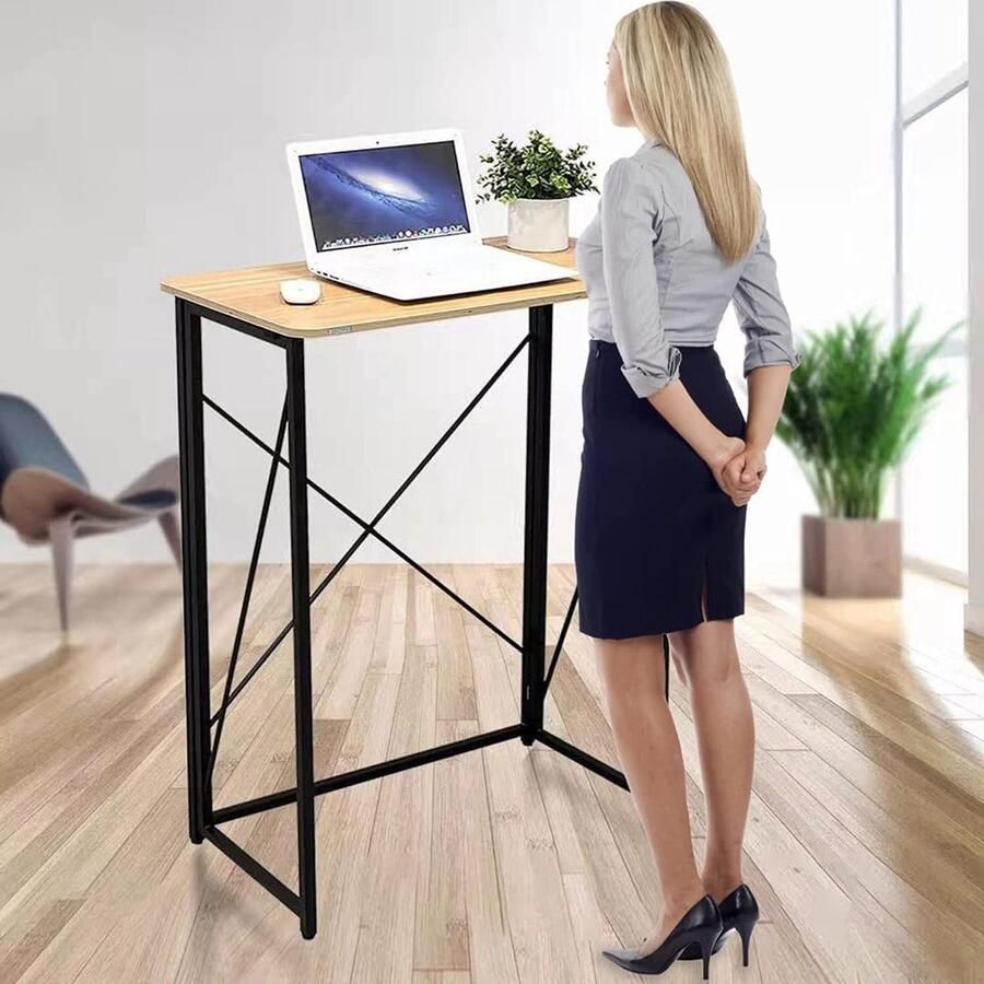 LifeStages Opvouwbaar bureau hoogte 110 cm sta-bureau voor zitten en staan klein computerbureau laptop-sta-bureau opvouwbaar voor thuis en op kantoor geen montage vereist 80 x 40 x 110 cm hout