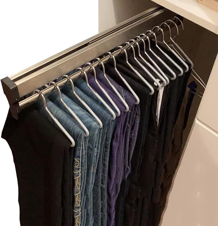 LifeStages Rail Uitschuifbare Kastrail 30-60cm Kledingrail Closet Organizer voor Broeken en Jassen (800mm)