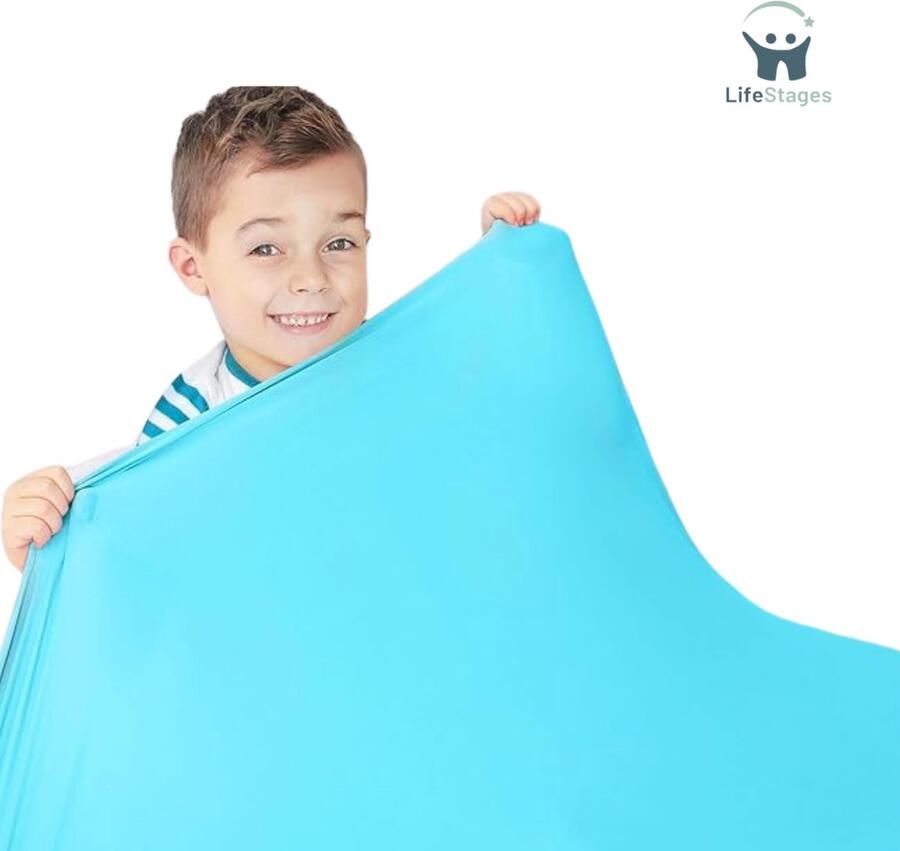 LifeStages Slaaptunnel Compressie Deken voor Kinderen en Volwassenen Alternatief voor Verzwaringsdeken Rustgevend Geeft Oxytocine Af voor 90x200 Eenpersoonsbed Turkoois