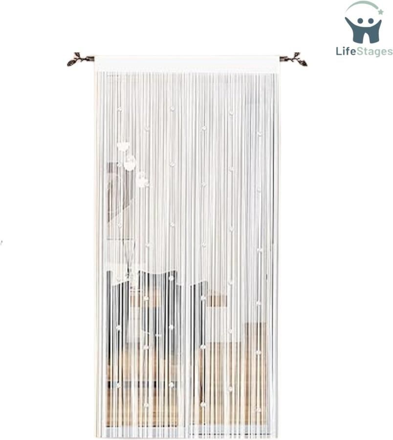 LifeStages Vliegengordijn Kralen Voor Buitendeur Klamboe Vliegengordijn Buiten Kamerscherm Ecru