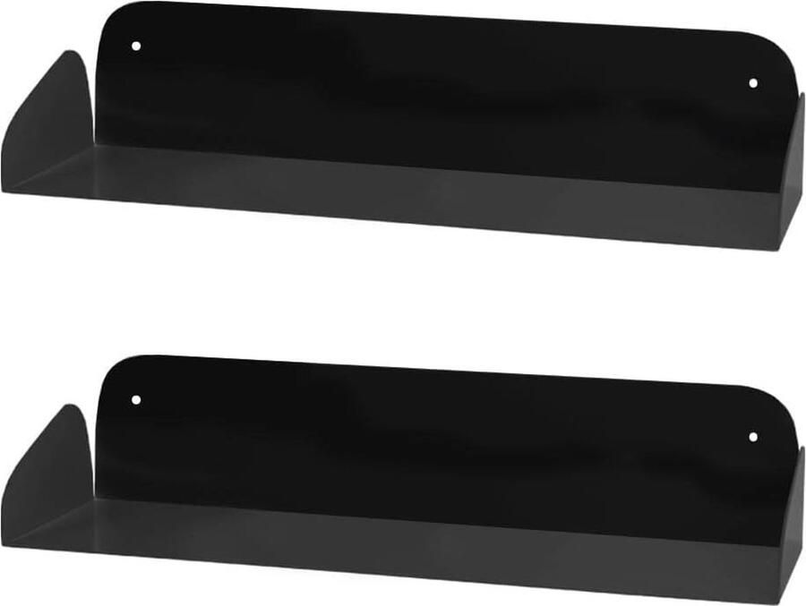 LifeStages Wandplank Zwart 60 cm Boekenkast Muur Hangende boekenplank Zwevende boekenplank Kantoorplank Wanddecoratie Onzichtbare boekenplank Klein Set van 2 Zwart