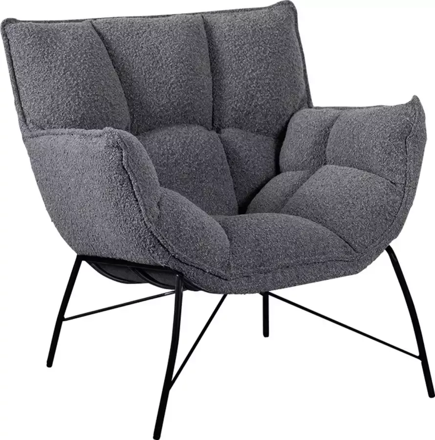 Lifestyle Home Collection lifestyle fauteuil Jena zwart teddy stof 74 x 79 x 81 cm
