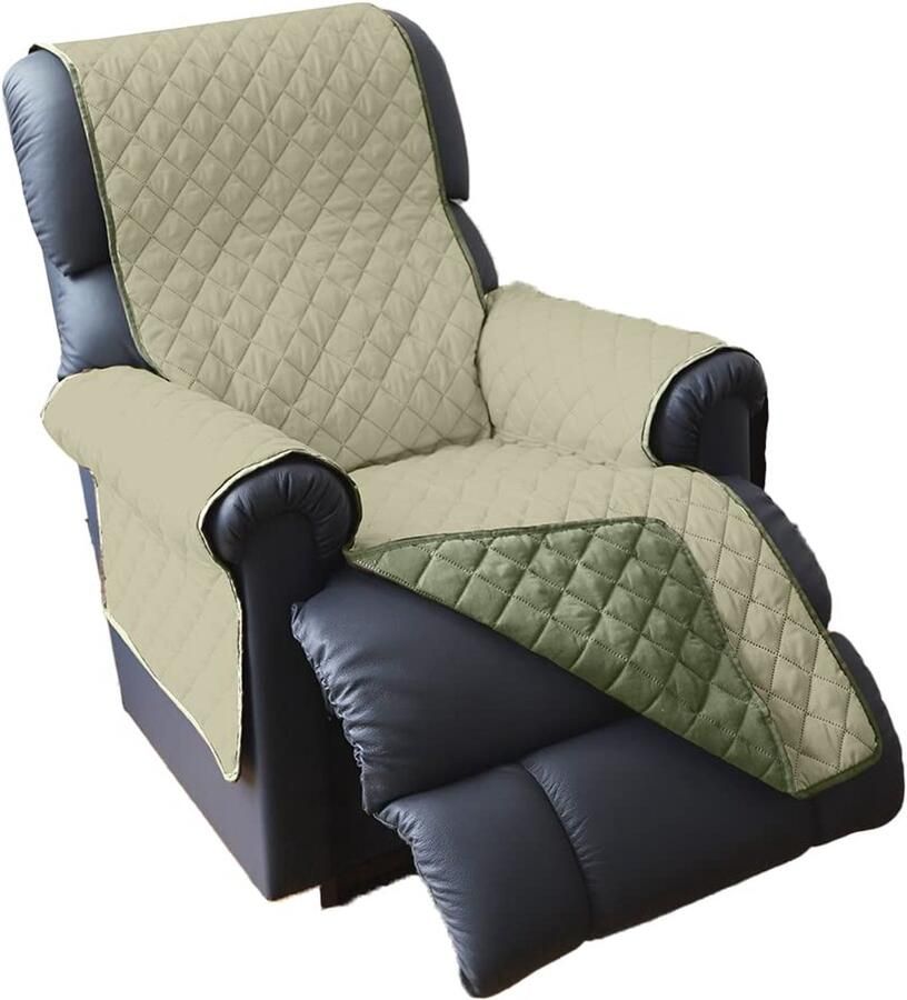 Lifestyle Solutions easylife Omkeerbare waterafstotende meubelbeschermer beschermt tegen morsen vlekken vuil schrammen en dierenharen ligstoel in salie olijfgroen