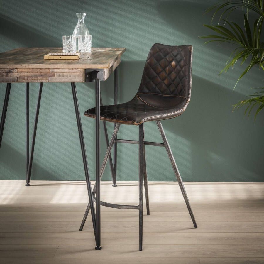 LifestyleFurn Barstoel set van 2 Dorothy PU Bruin zithoogte 65cm