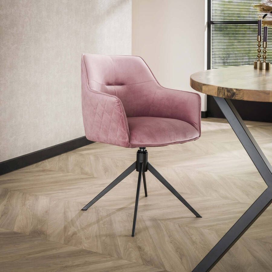 LifestyleFurn Draaibare Eetkamerstoel set van 2 Lavonne Velvet Roze