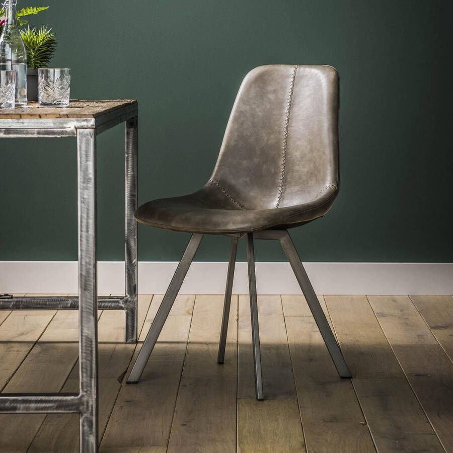 LifestyleFurn Eetkamerstoel 'Celia' Vintage PU-leder kleur Taupe set van 4 stuks - Foto 3