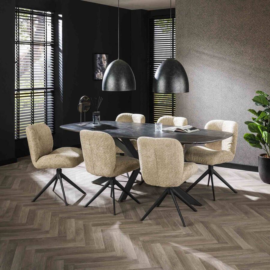 Dimehouse Eettafel Mysha Deens Ovaal Melamine 215x105 cm 215 x 105 x 77 cm Hout Industrieel Deens ovaal