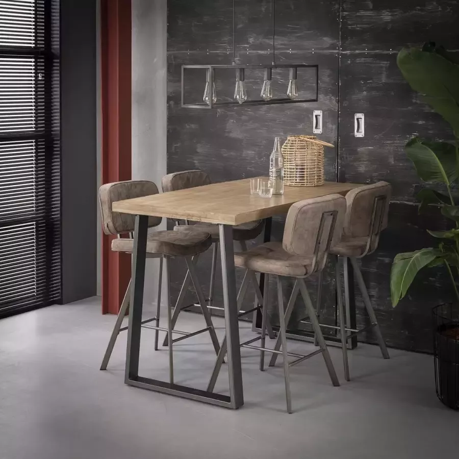 LifestyleFurn Industriële Bartafel 'Barbra' 135 x 70cm kleur Naturel