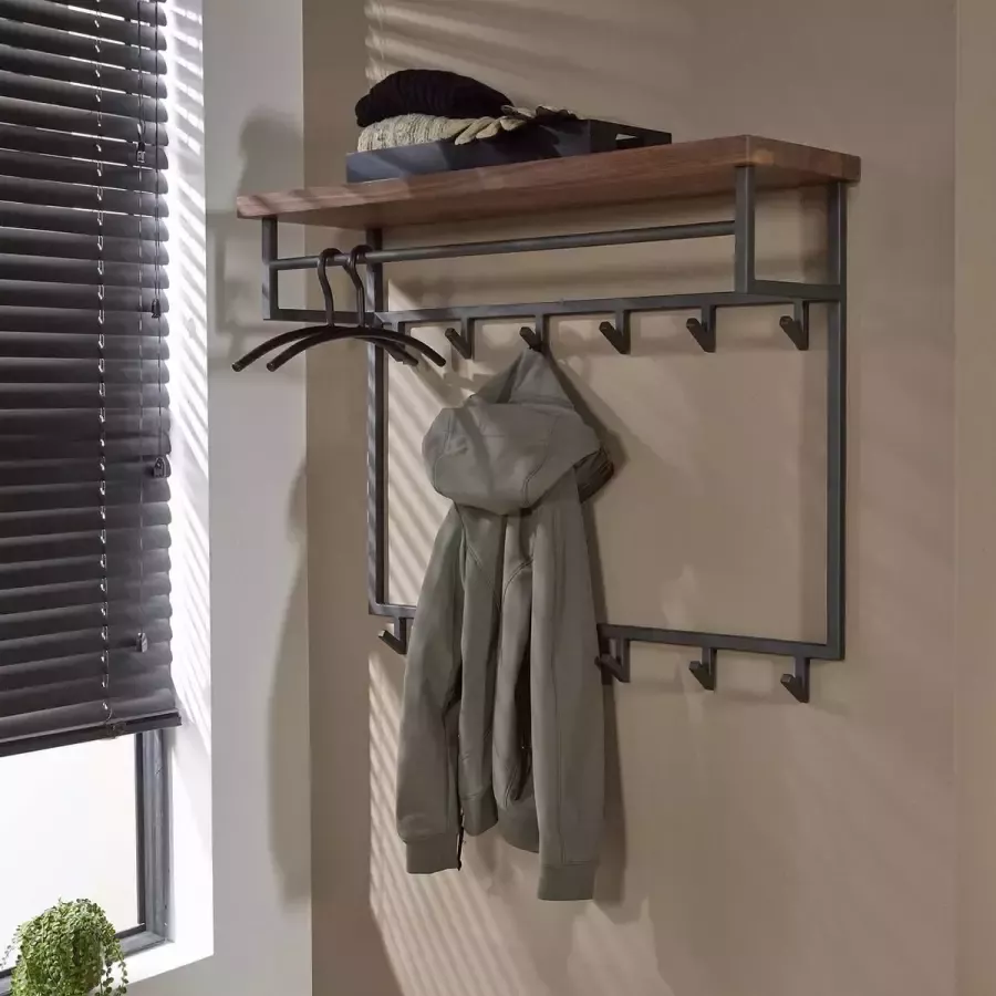 LifestyleFurn Kapstok 'Amadou' Saja notenhout met 12 haken en plank - Foto 2