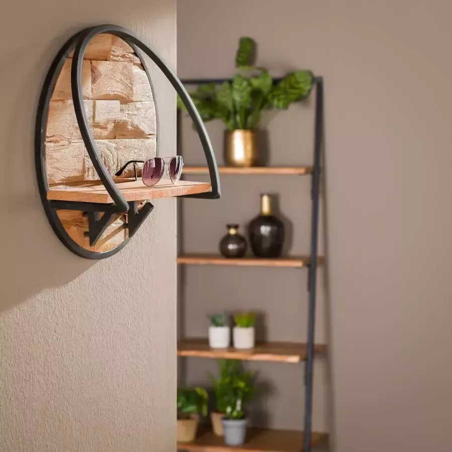 LifestyleFurn Kapstok Wandplank 'Jacori' Acaciahout Ø40cm