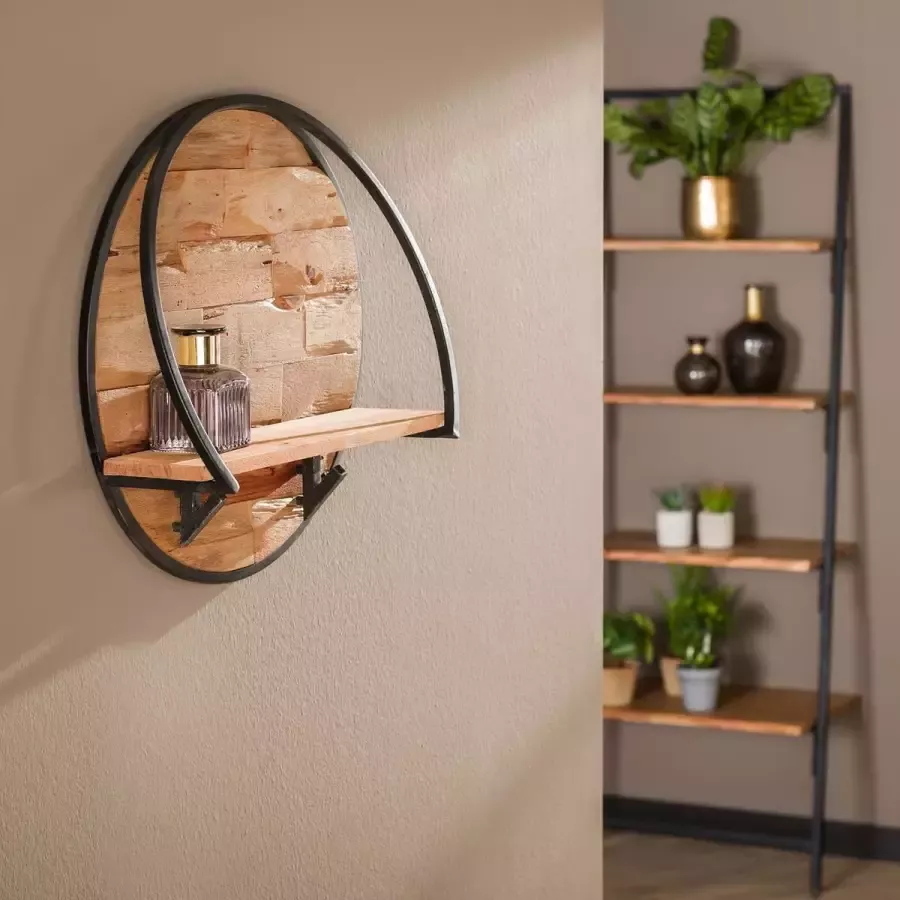 LifestyleFurn Kapstok Wandplank 'Jacori' Acaciahout Ø50cm