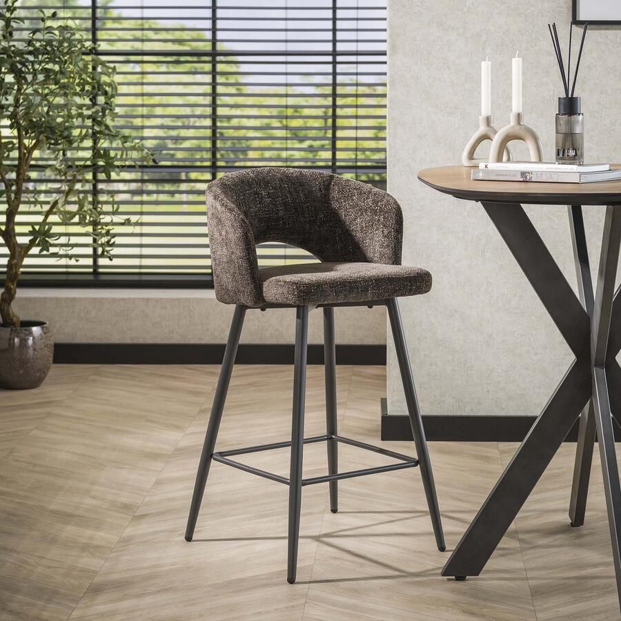 LifestyleFurn 2.00x Barstoel Arnie Renegade stof Bruin (zithoogte 69cm)