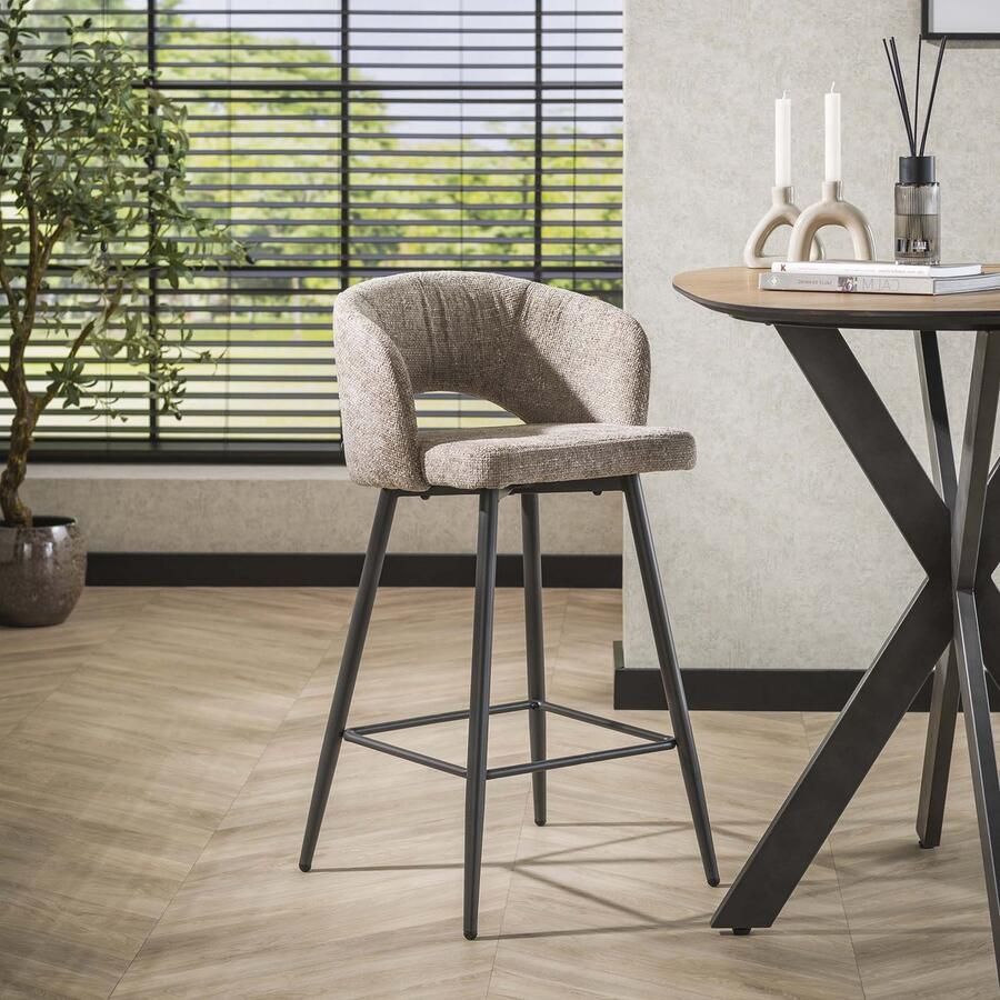 LifestyleFurn 2.00x Barstoel Arnie Renegade stof Zand (zithoogte 69cm)