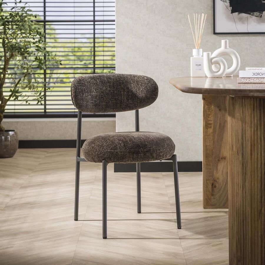 LifestyleFurn 2.00x Eetkamerstoel Lawson Renegade stof Bruin