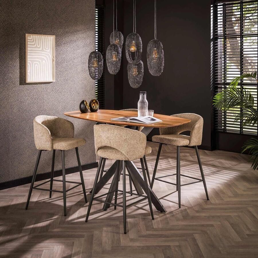 LifestyleFurn Deens Ovale Bartafel Cari Acaciahout 140 x 80cm Massief acacia naturel Ovaal