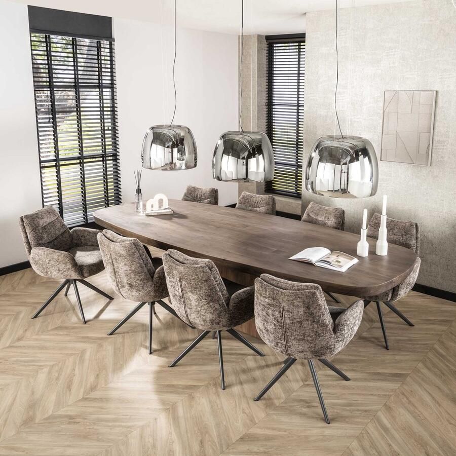 Dimehouse Deens Ovale Eettafel Alo Acaciahout Bruin 300x120 cm