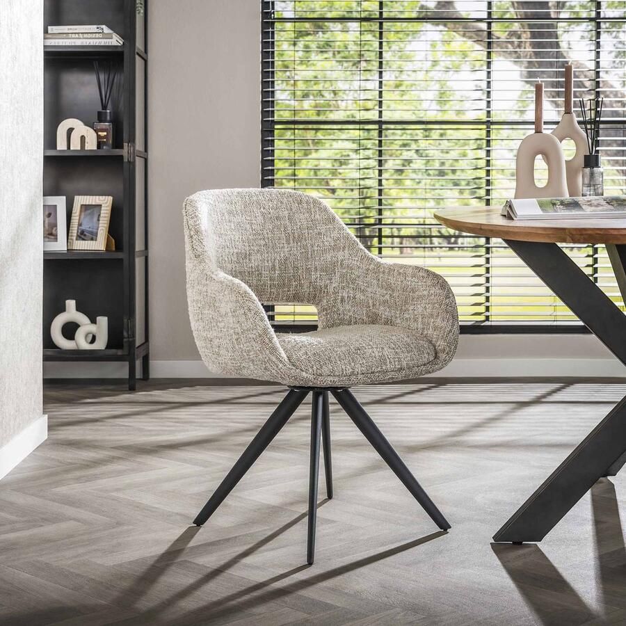 LifestyleFurn Draaibare Eetkamerstoel set van 2 Deonte Off White