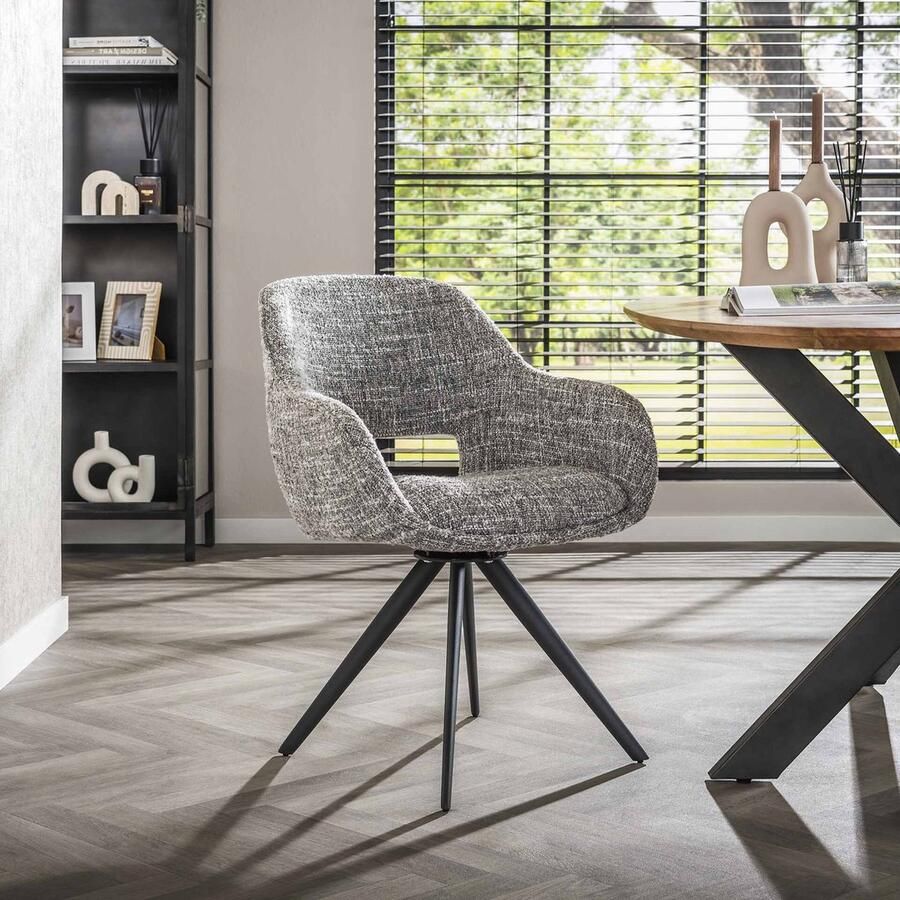 LifestyleFurn Draaibare Eetkamerstoel set van 2 Deonte Staalgrijs